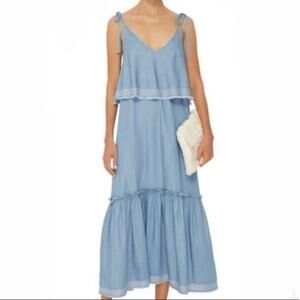 Suboo outlaw chambray tiered maxi dress